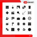 25 Thematic Vector Solid Glyphs and Editable Symbols of copying, file, stick, share, interior