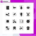 16 Thematic Vector Solid Glyphs and Editable Symbols of down, love, school, heart, sale
