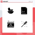 4 Thematic Vector Solid Glyphs and Editable Symbols of duck, egg, analytics, calendar, plumber