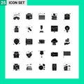 25 Thematic Vector Solid Glyphs and Editable Symbols of fashion, education, course, books, boundary Royalty Free Stock Photo