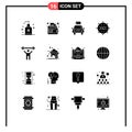 16 Thematic Vector Solid Glyphs and Editable Symbols of fitness, expand, ecology, arrow, ad
