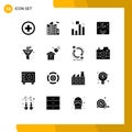 16 Thematic Vector Solid Glyphs and Editable Symbols of funel, moon, finance, arabic, typography Royalty Free Stock Photo
