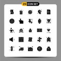 25 Thematic Vector Solid Glyphs and Editable Symbols of head, earth, radio transceiver, success, goal