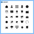 25 Thematic Vector Solid Glyphs and Editable Symbols of lights, user, web design, line, basic