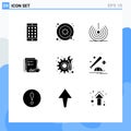 9 Thematic Vector Solid Glyphs and Editable Symbols of newspaper, market, air, financial, wifi