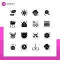 16 Thematic Vector Solid Glyphs and Editable Symbols of owner, copyright, financial, content, world Royalty Free Stock Photo