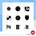 9 Thematic Vector Solid Glyphs and Editable Symbols of play, game, call, casino, hotline