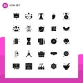 25 Thematic Vector Solid Glyphs and Editable Symbols of psychology, hypnosis, meeting, hand, bastion