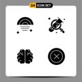 4 Thematic Vector Solid Glyphs and Editable Symbols of rainbow, education, weather, magnifying, knowledge