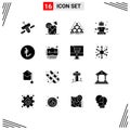 16 Thematic Vector Solid Glyphs and Editable Symbols of turkish, relaxing, drink, meditation, business