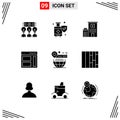 9 Thematic Vector Solid Glyphs and Editable Symbols of user, right, suitcase, interface, medical