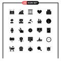 25 Creative Icons Modern Signs and Symbols of wedding, love, shield, brokan, electromagnetic Royalty Free Stock Photo