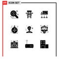 9 Thematic Vector Solid Glyphs and Editable Symbols of winter, christmas, furniture, ball, leadership