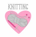 the theme of circular patterns of knitting. It can be used for stickers and labels