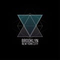 Theme New York City Brooklyn. Geometric minimal t-shirt graphic print illustration. Retro triangle grunge and fashion vintage Royalty Free Stock Photo