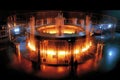Theme of nuclear fusion. Large experimental setup in a laboratory with plasma being generated at high temperatures