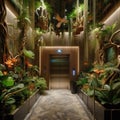 33 146. A themed elevator inspired by a tropical rainf Royalty Free Stock Photo