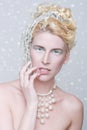 Themed Ice Queen Cosmetics on a Beautiful Woman Royalty Free Stock Photo