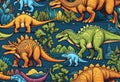 Themed line art doodle color cartoon drawing dinosaurs, Very cute