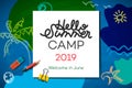 Themed Summer Camp poster 2019, creative and colorful banner, vector illustration.