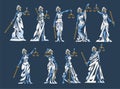 Themis as Ancient Greek Goddess and Lady Justice with Blindfold Holding Scales and Sword Vector Set