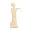 Themis Femida statue, Lady of Justice cartoon vector Illustration Royalty Free Stock Photo