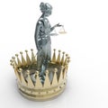 Themis goddess of justice with golden crown 3d rendering