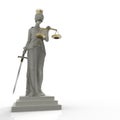 Themis goddess of justice with golden crown 3d rendering