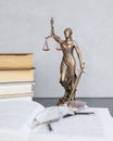 themis goddess of justice statuette, symbol of law with scales and sword in his hands