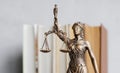 themis goddess of justice statuette, symbol of law with scales and sword in his hands