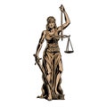 Themis goddess sculpture. Justice with scales and sword in hands. Vector illustration. Royalty Free Stock Photo