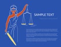 Themis with holding a scale in her hand. Oulined conceptual illustration of goddess of justice Royalty Free Stock Photo
