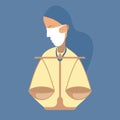Themis Lady Justice and Disease Pandemic protective mask