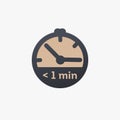 Less then a minute time left clock icon. Time reduce icon simple concept. Less Time, chronometer or timer, countdown Royalty Free Stock Photo