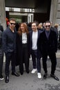 Theo James, Roberta Armani, Ed Westwick and Miguel Angel Silvestre before Giorgio Armani fashion Royalty Free Stock Photo