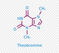 Theobromine chemical formula. Theobromine structural chemical formula isolated on transparent background. Royalty Free Stock Photo