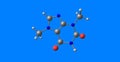 Theobromine molecular structure isolated on blue Royalty Free Stock Photo