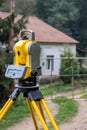 Theodolite in construction,Land surveying and construction equipment, Survey equipment in construction Royalty Free Stock Photo
