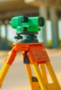 Theodolite on construction place close up