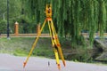 Theodolite in the park Royalty Free Stock Photo