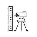 Theodolite survey calculation linear icon, sign, symbol, vector on isolated background