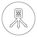 Theodolite survey equipment for measurements on tripod geodetic device tacheometer research level instrument geodesy tool icon in