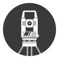 Theodolite on tripod. Geological survey, engineering vector flat style icon. Geodetic equipment. Geology research Royalty Free Stock Photo