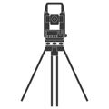 Theodolite on tripod icon for web, mobile and infographics. Vector dark grey icon isolated on white background. Royalty Free Stock Photo