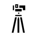Theodolite, vertical projection device glyph icon vector illustration