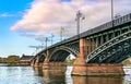 The Theodor Heuss Bridge over the Rhine River in Germany Royalty Free Stock Photo