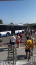 THEOLOGOS, RHODOS, GREECE - SEPTEMBER 14, 2021: Bus to Rhodes town