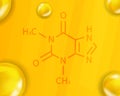 Theophylline chemical formula. Theophylline 3D Realistic chemical molecular structure Royalty Free Stock Photo