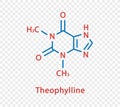 Theophylline chemical formula. Theophylline structural chemical formula isolated on transparent background. Royalty Free Stock Photo