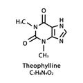 Theophylline molecular structure. Theophylline skeletal chemical formula. Chemical molecular formula vector illustration Royalty Free Stock Photo